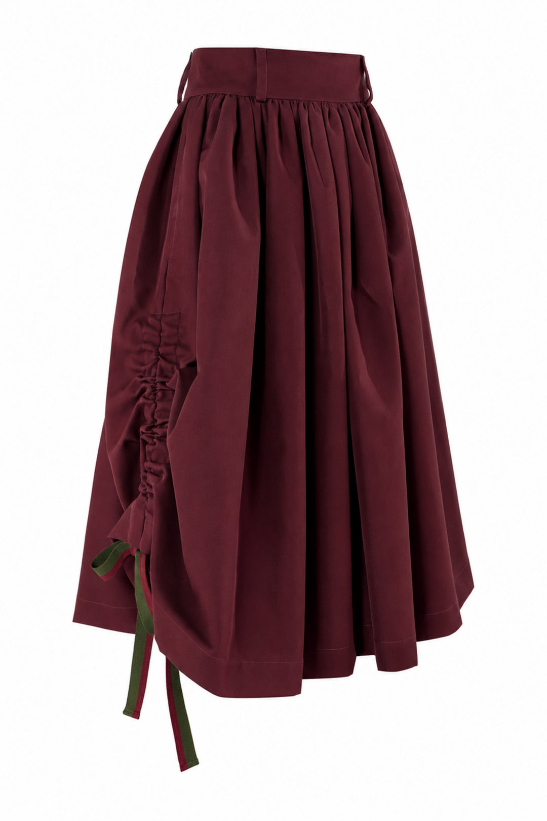 Drill Kabil Coulisse Skirt Whit Belt Red Wine