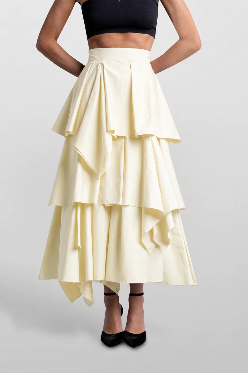 Poplin Volant Skirt Yellow