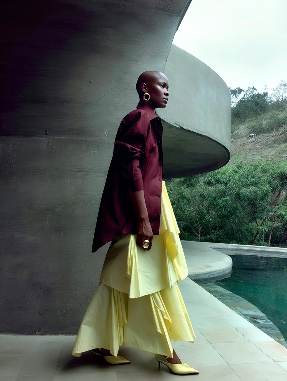 Poplin Volant Skirt Yellow
