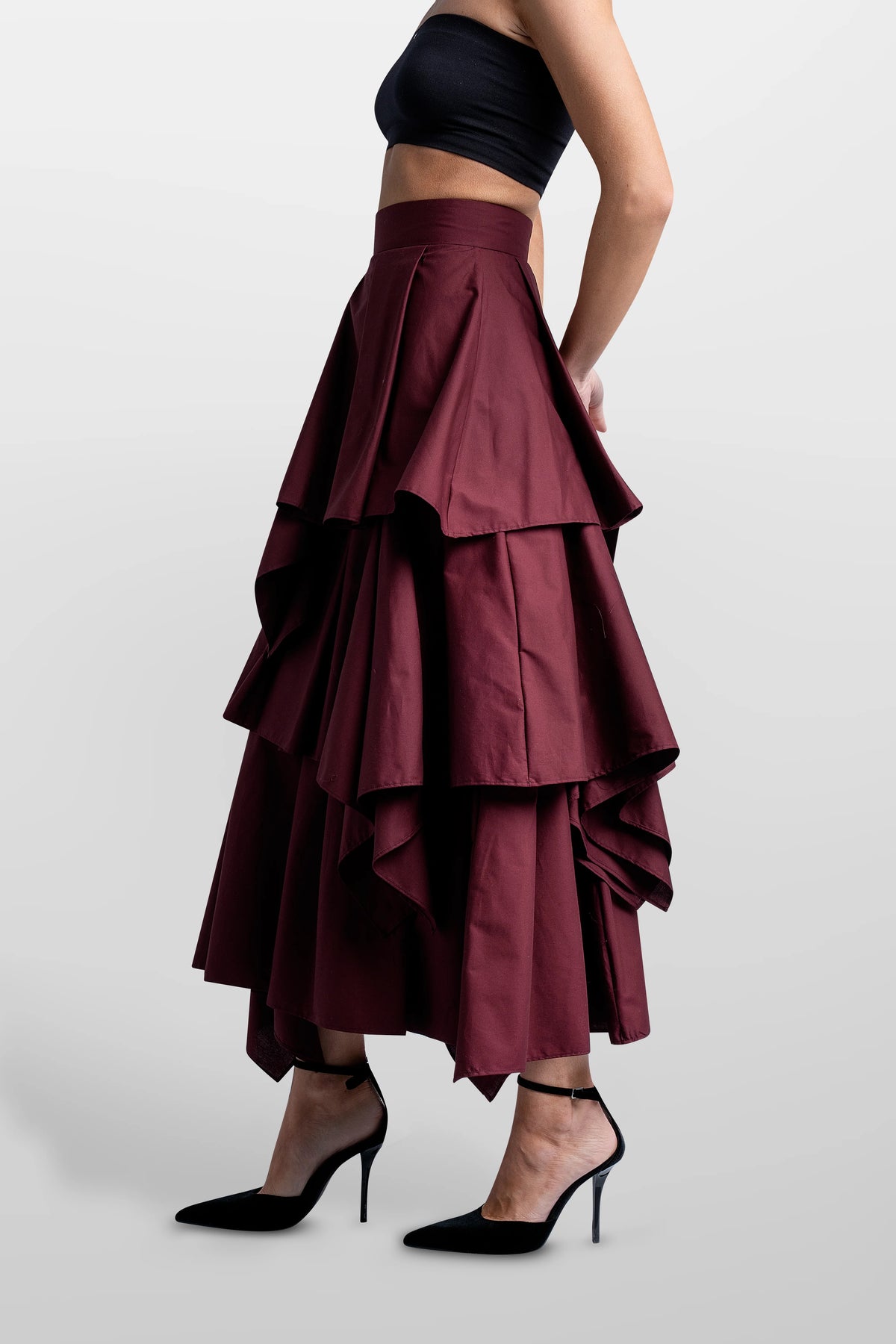 Poplin Volant Skirt Rew Wine