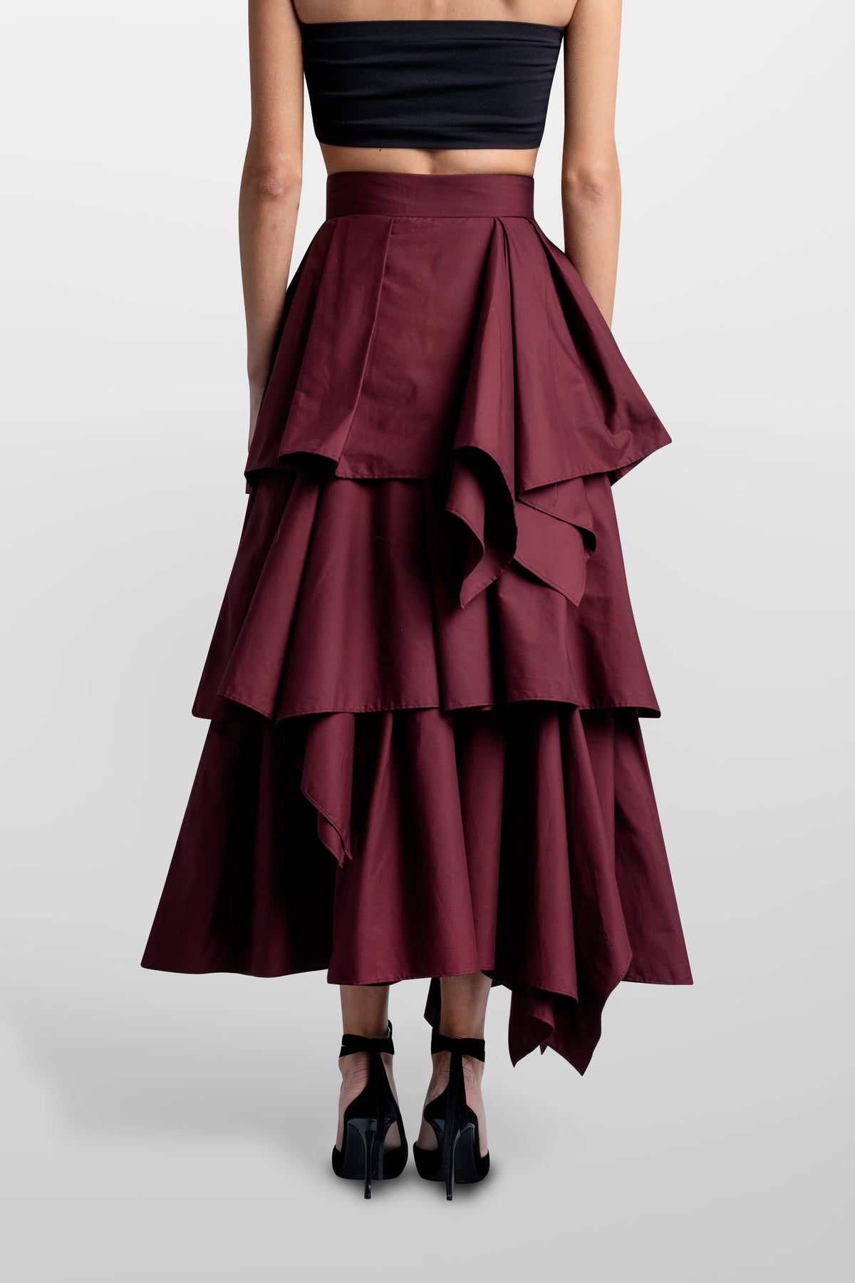 Poplin Volant Skirt Rew Wine