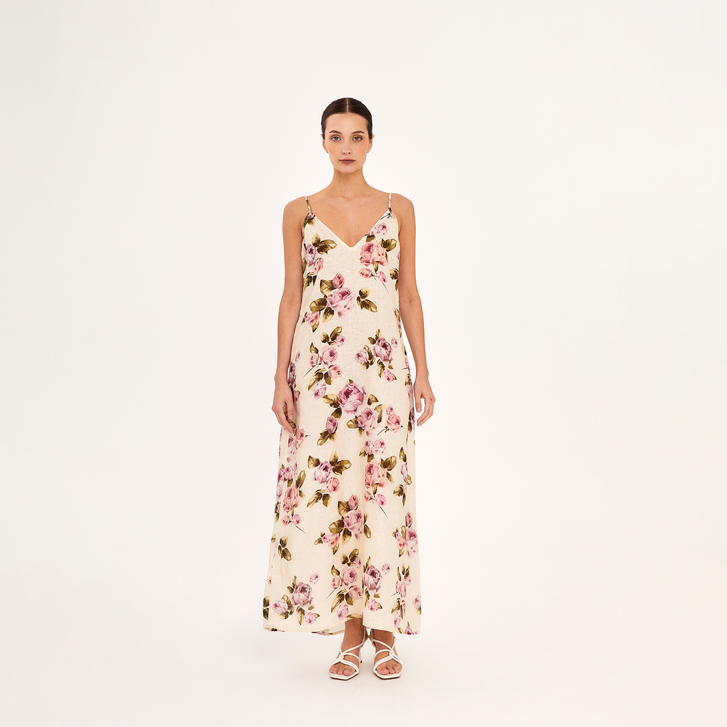 Midi Vestido Slip Rose