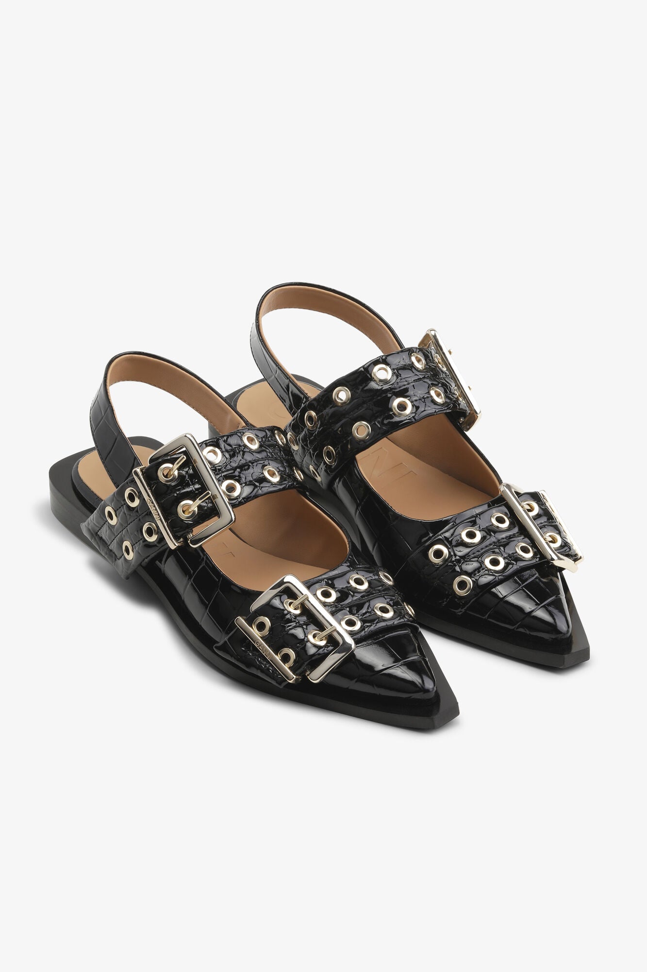 Bailarinas Feminine Buckle Patent Croco