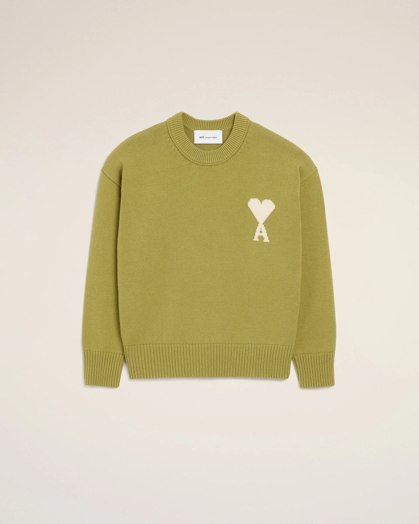 Jersey de cuello redondo de lana y algodón verde Ami De Coeur Unisex