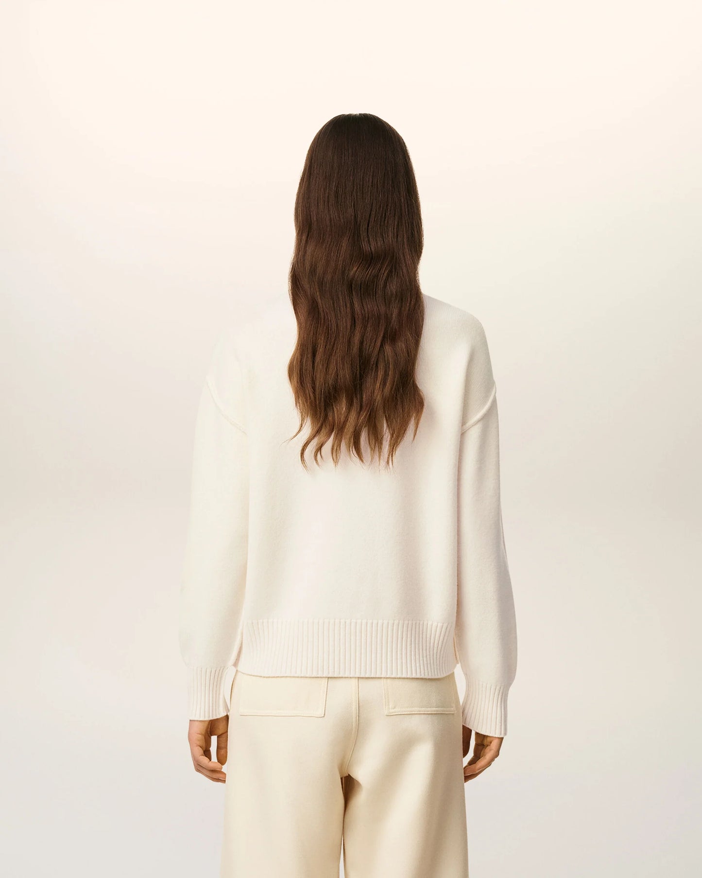 Jersey De Cuello Redondo De Lana Blanca Ami De Coeur Unisex