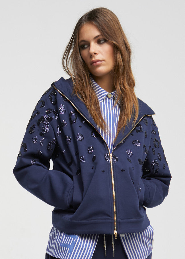 Hoodie Con  Sequinned Detail