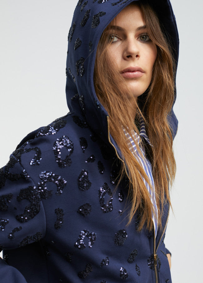 Hoodie Con  Sequinned Detail