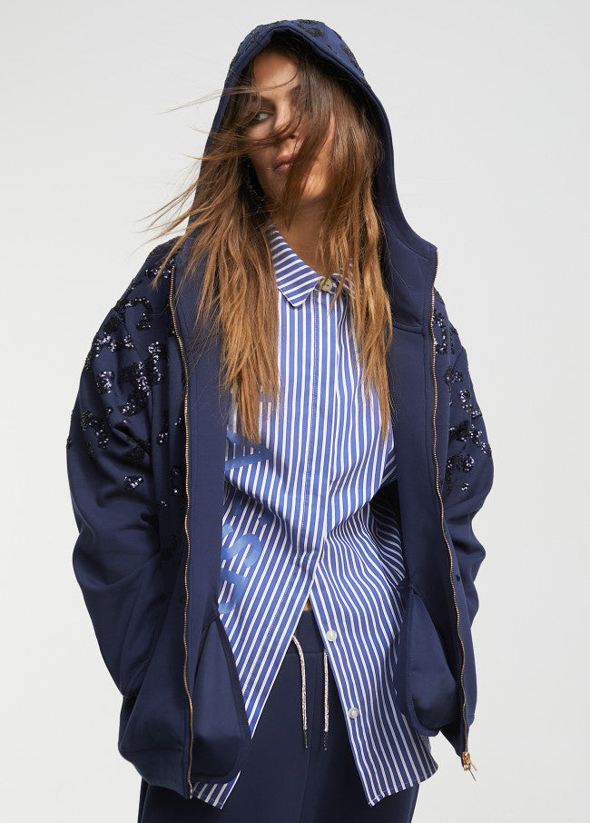 Hoodie Con  Sequinned Detail
