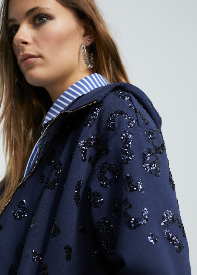 Hoodie Con  Sequinned Detail