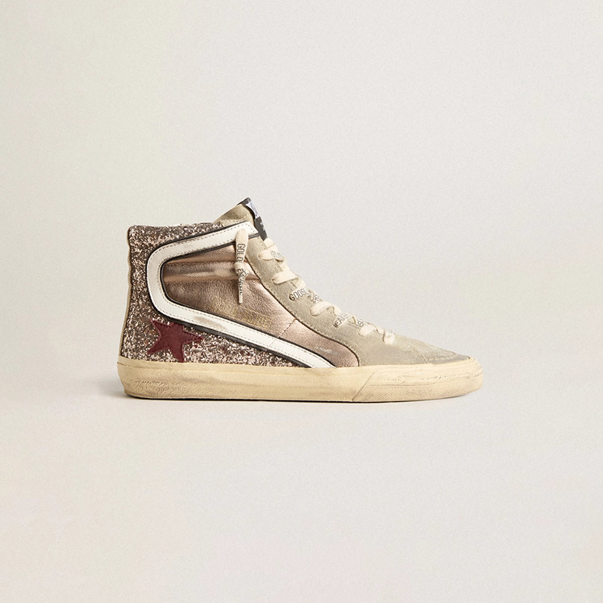 Zapatillas Golden Goose Slide Lamin Glitter Suede Leath Star Wave Mujer