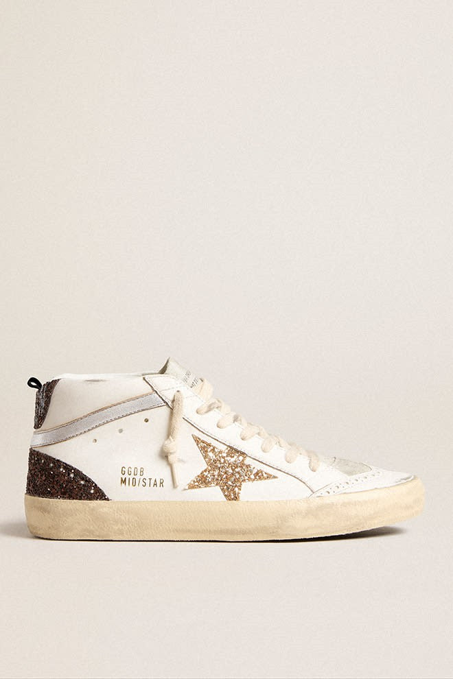 Zapatillas Golden Goose Mid Star Leather Upper And Toe Glitter Star Mujer