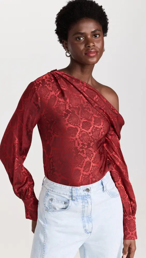 Top Alice One Shoulder  Carmine Python