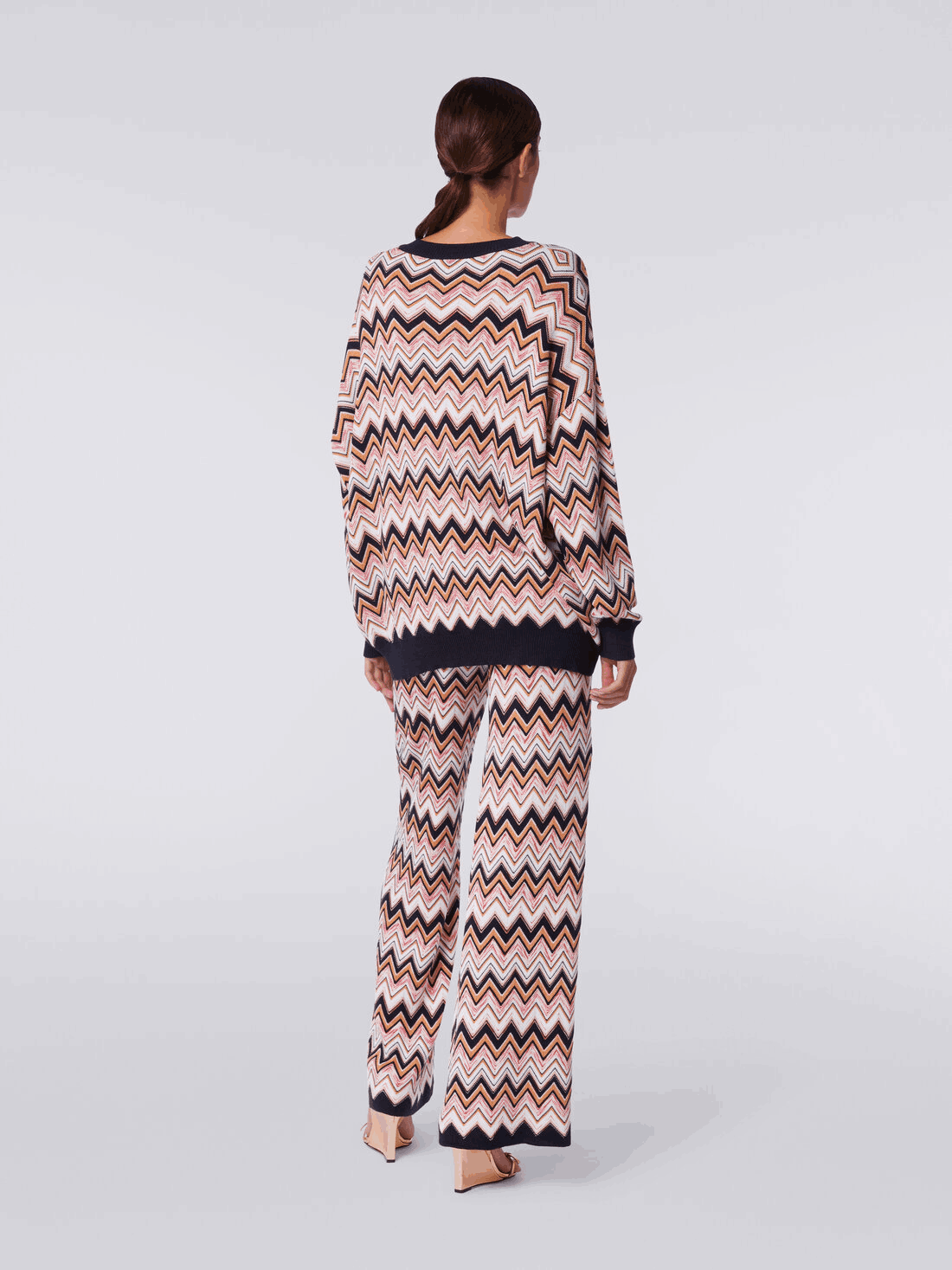 Pantalón Palazzo De Lana Y Viscosa Zigzag