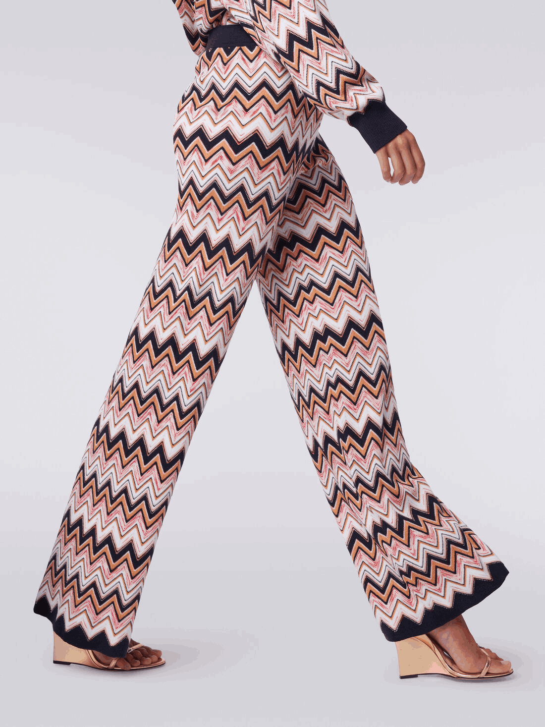 Pantalón Palazzo De Lana Y Viscosa Zigzag