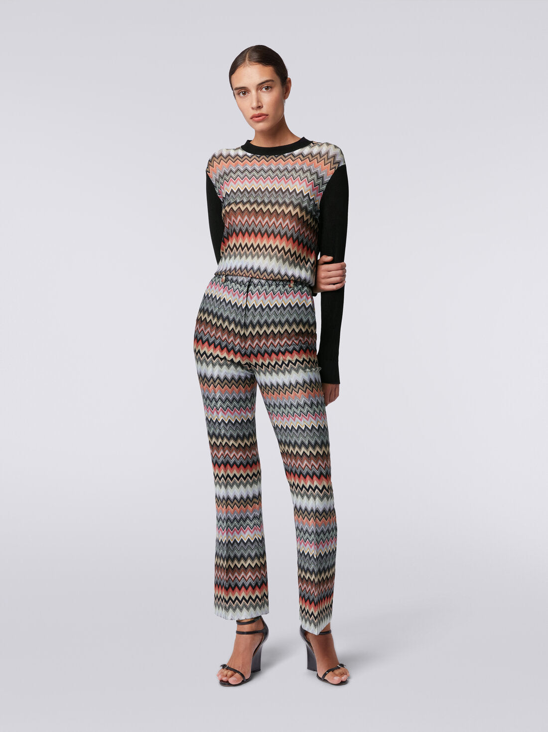 Pantalón Cropped De Algodón Y Viscosa Zigzag