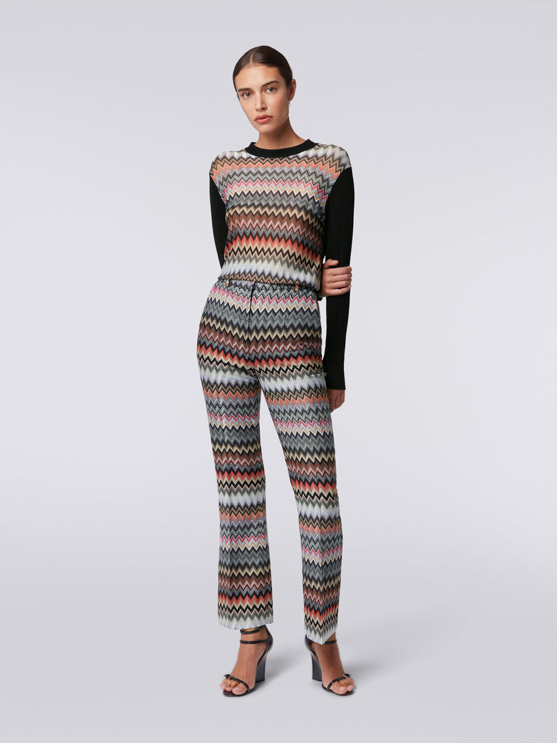 Pantalón Cropped De Algodón Y Viscosa Zigzag