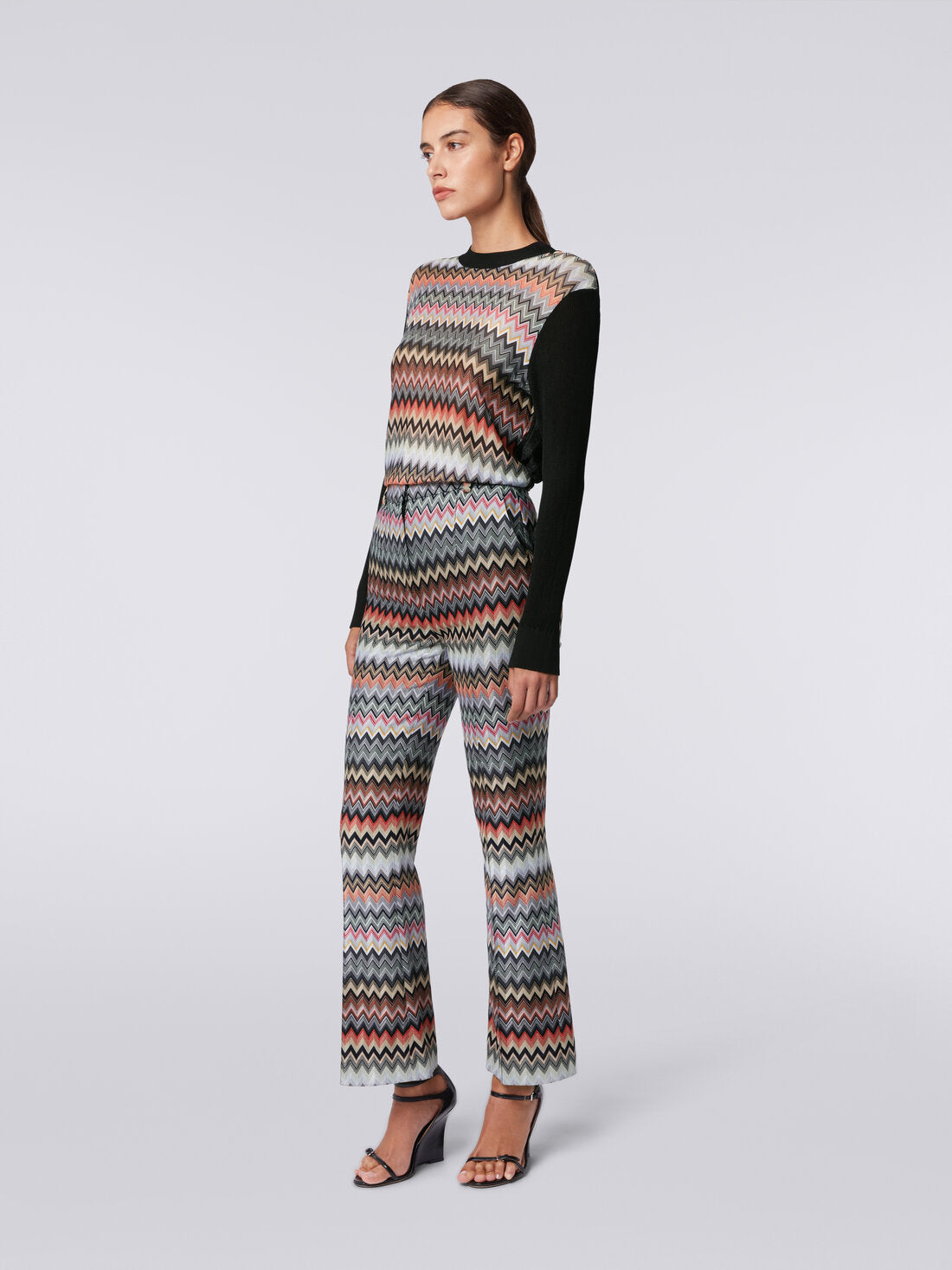 Pantalón Cropped De Algodón Y Viscosa Zigzag