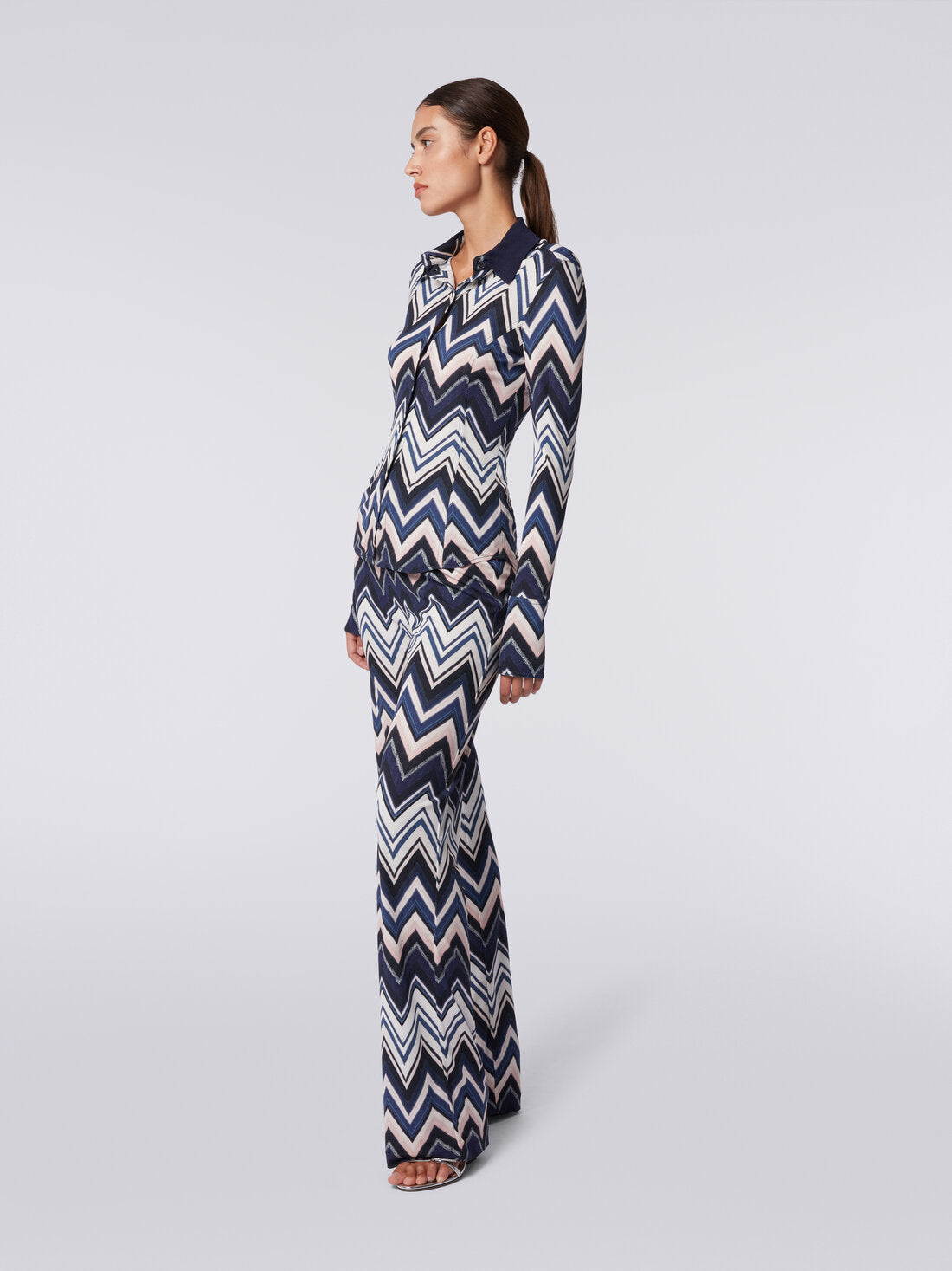Pantalón De Viscosa Con Estampado Zigzag