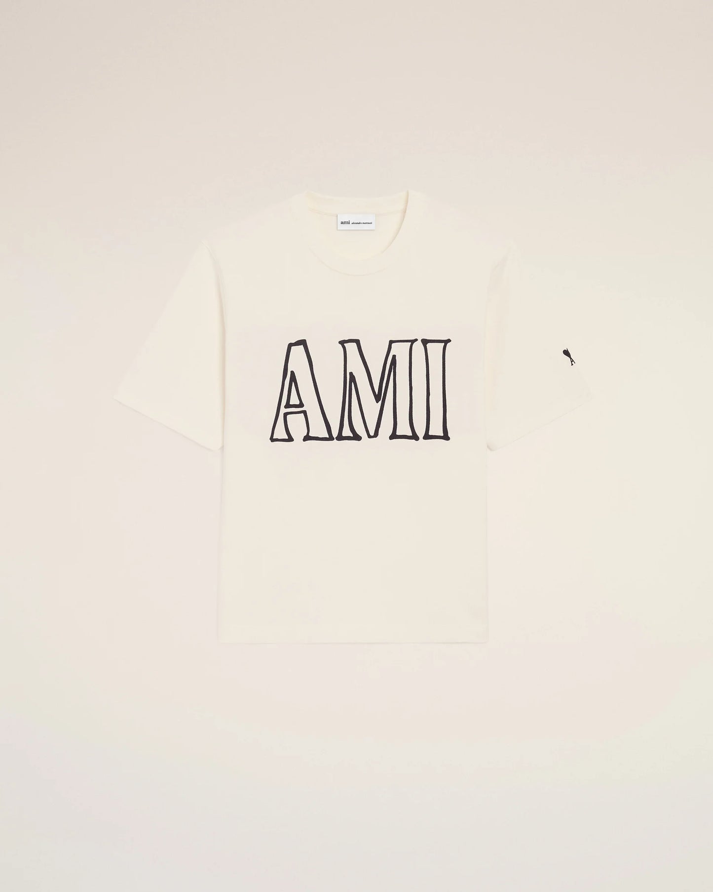 T-Shirt Blanca De Algodón Con Estampado Ami Paris Unisex