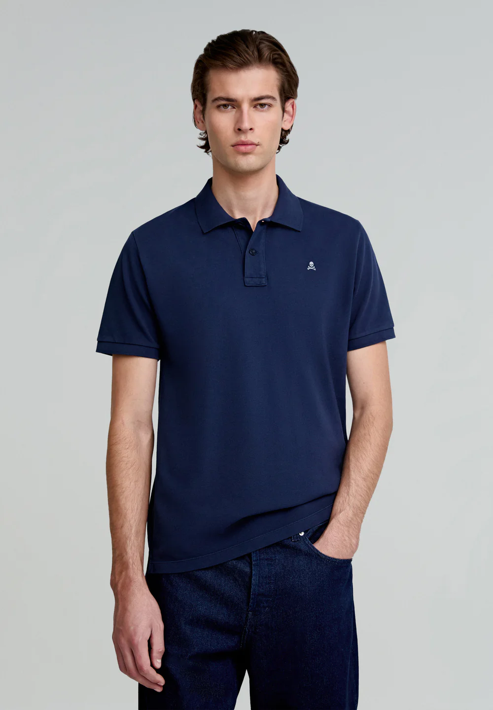 Camiseta Polo Básico Calavera Contraste