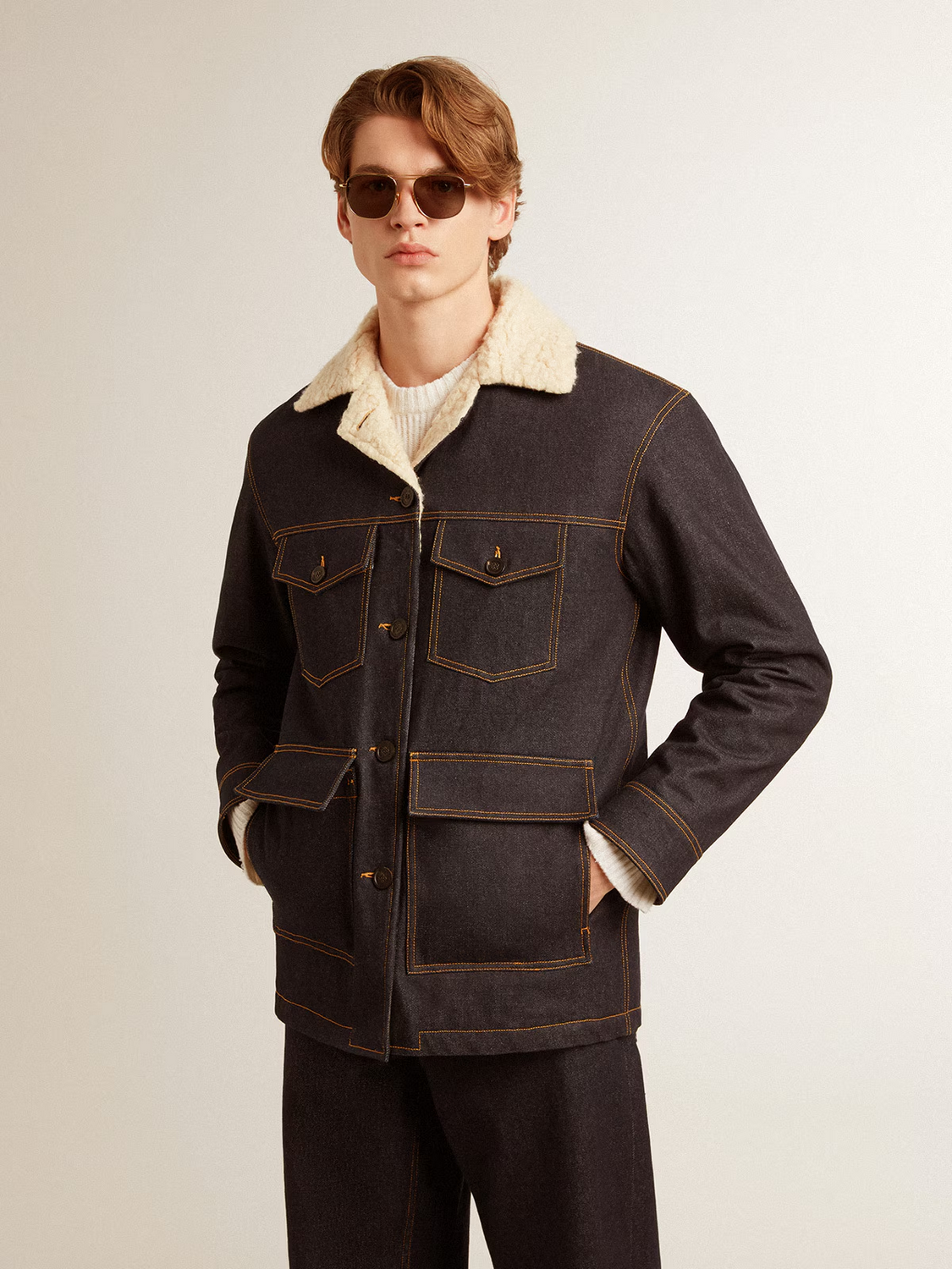 Chaqueta Golden Goose Caban One Wash Denime Hombre