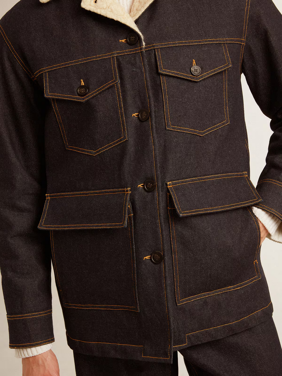 Chaqueta Golden Goose Caban One Wash Denime Hombre