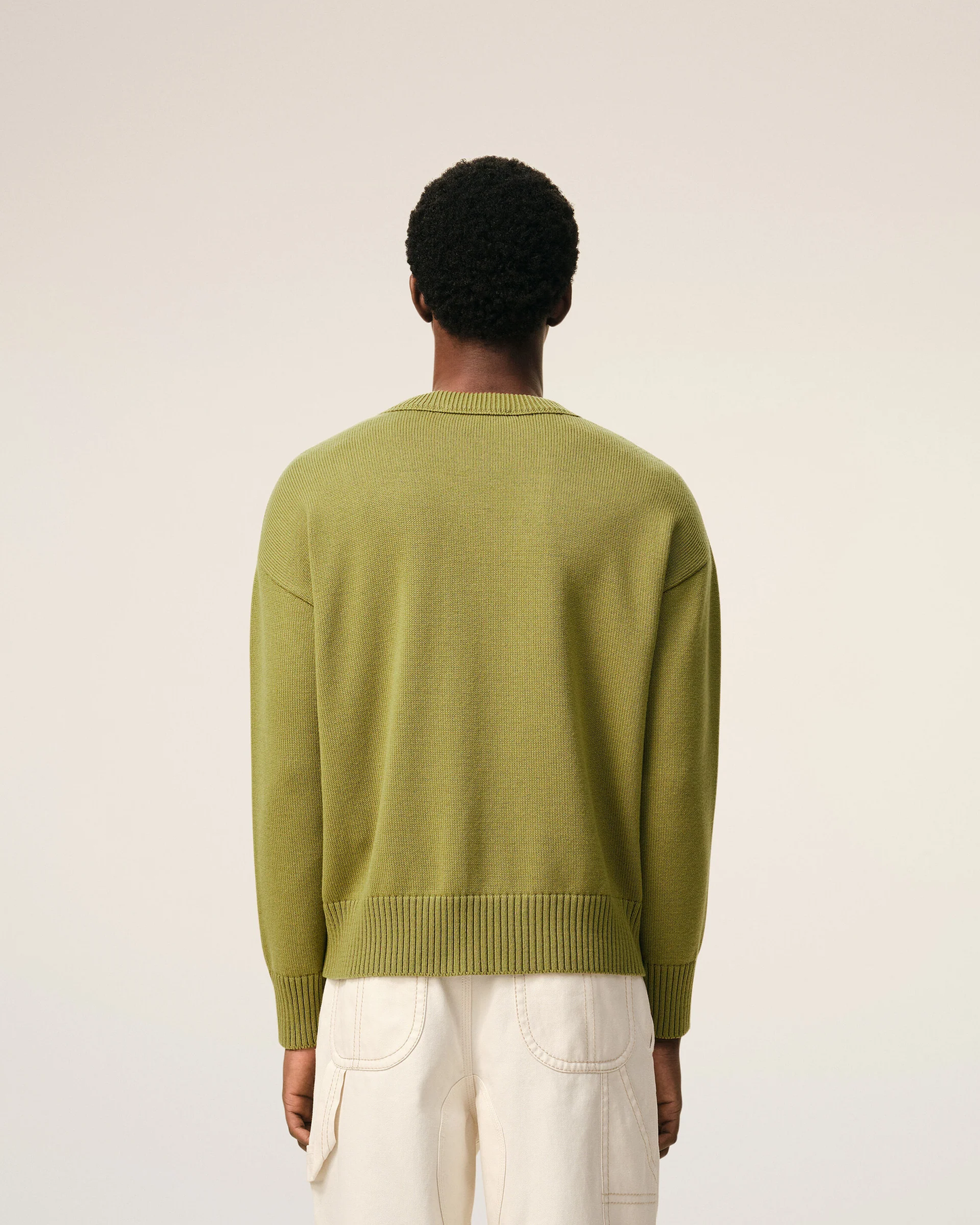 Jersey de cuello redondo de lana y algodón verde Ami De Coeur Unisex