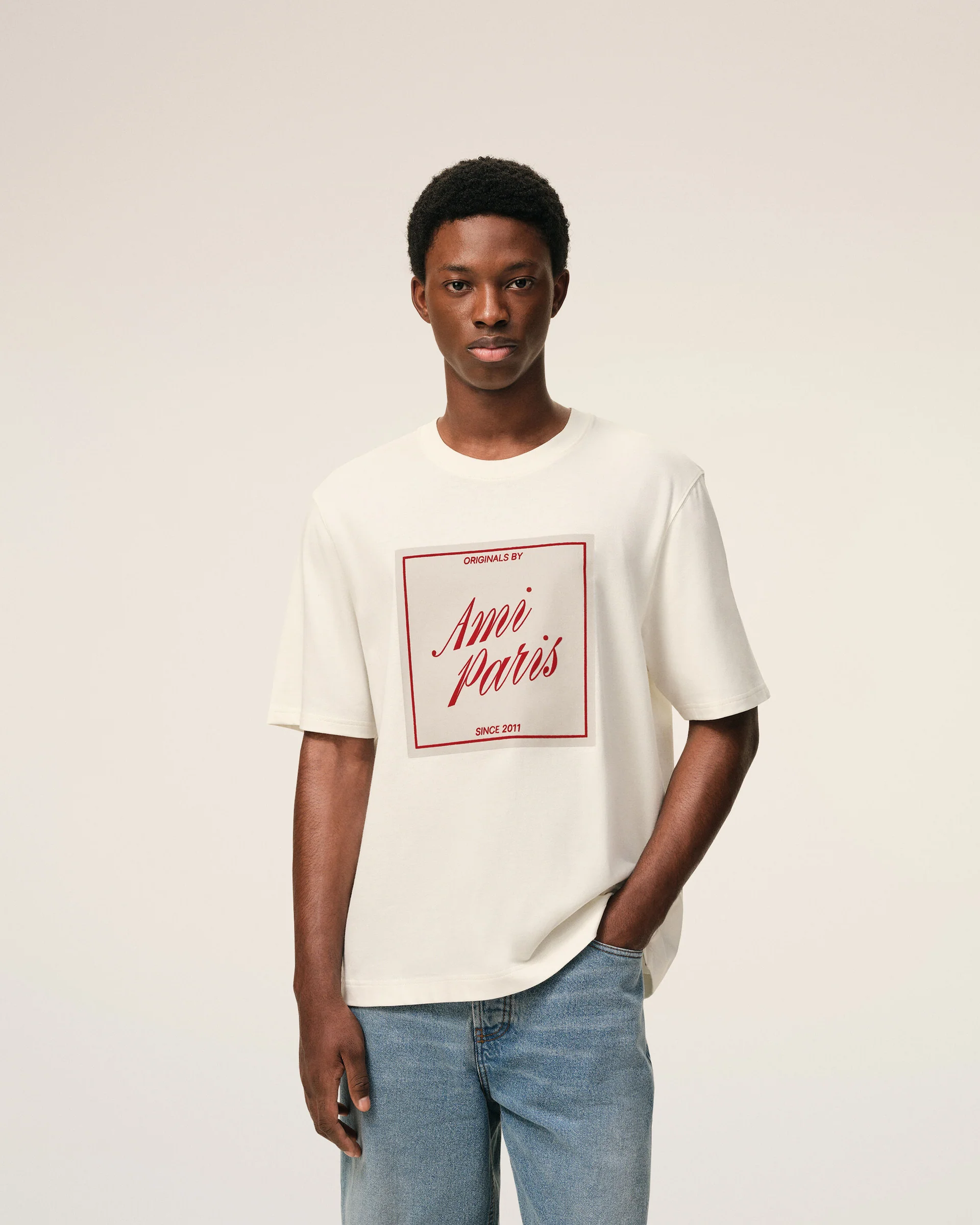 T-Shirt De Algodón Con Estampado Ami Paris Heritage Unisex