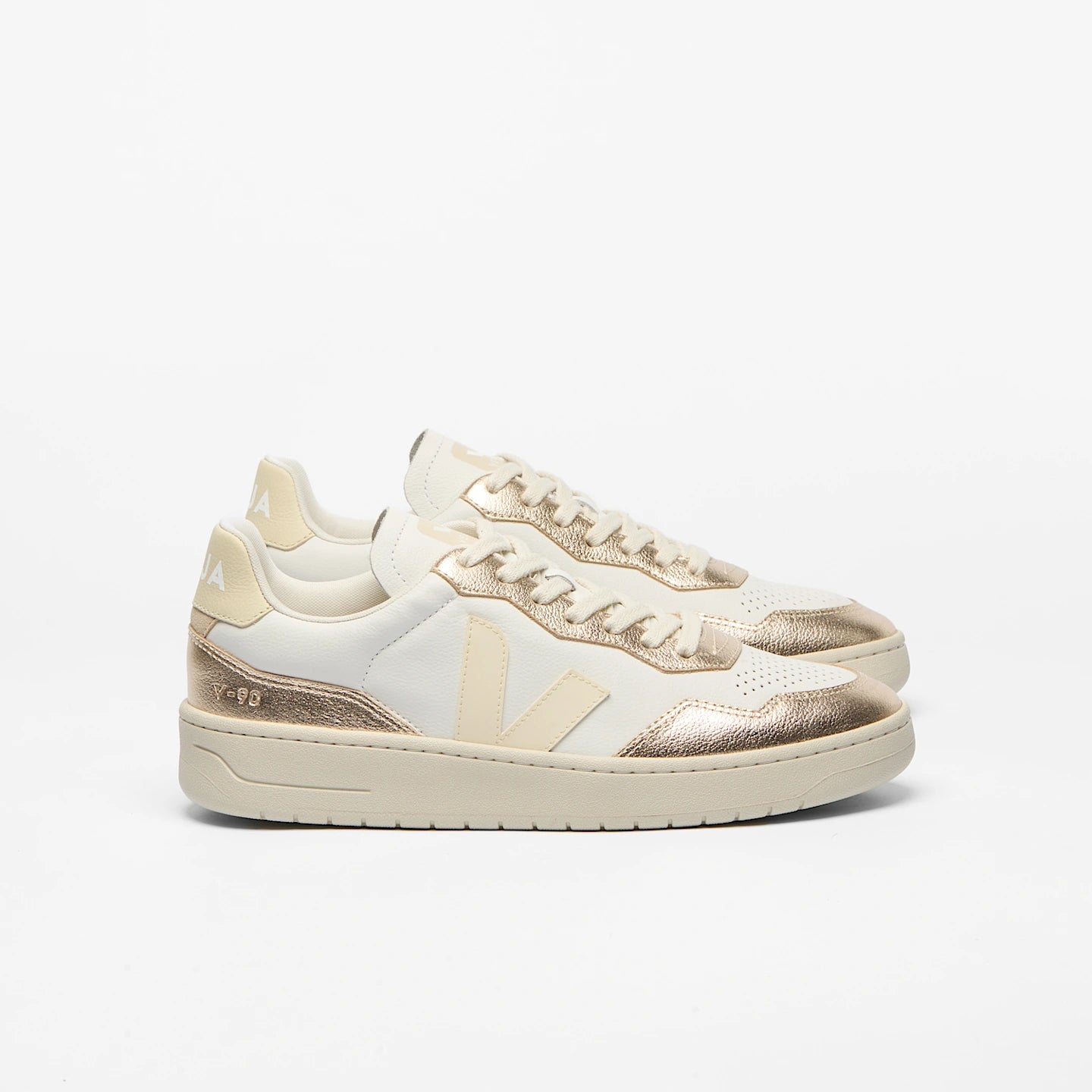 Zapatillas Veja De Mujer V-90 Leather White Calcaire Platine