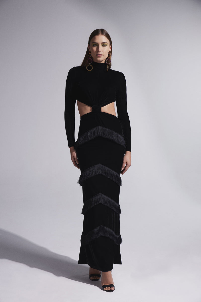 Maxi Vestido Maxi Sleeve Cut Out