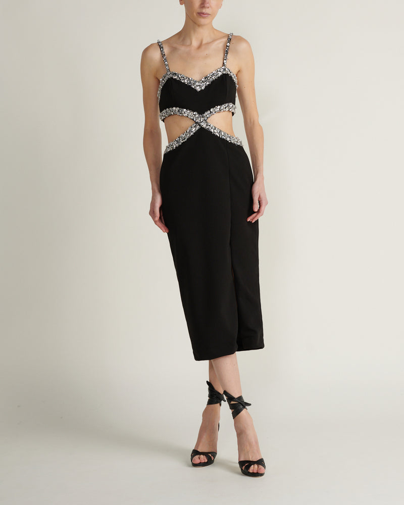 Midi Vestido Cut Out Negro