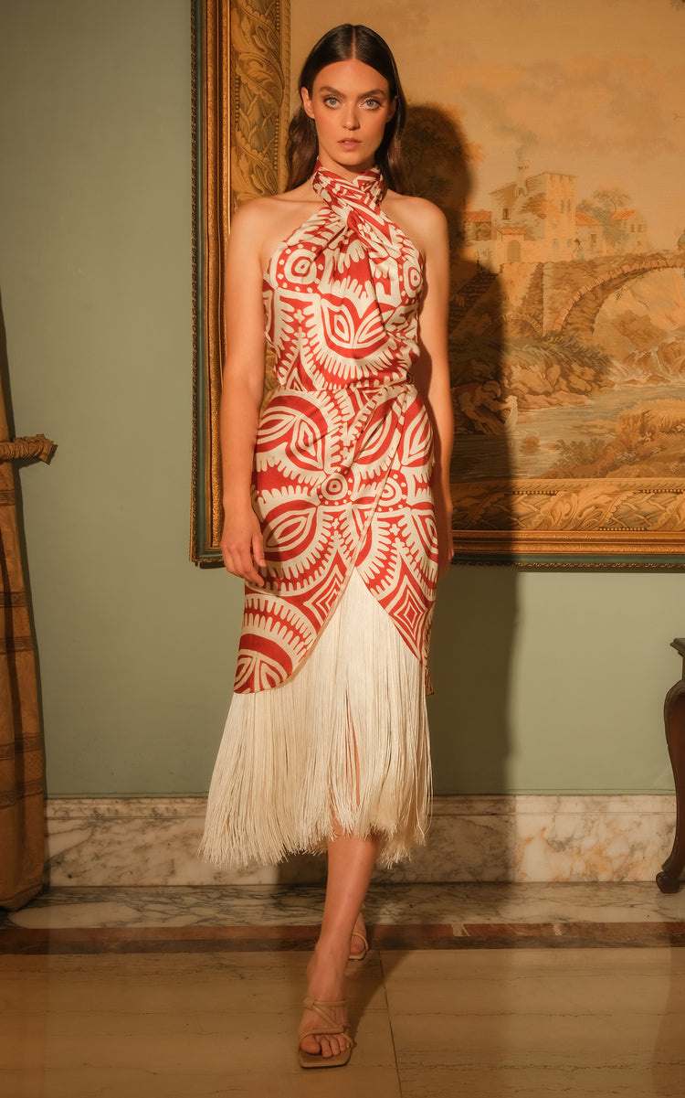 Midi Vestido Zipa Fringed