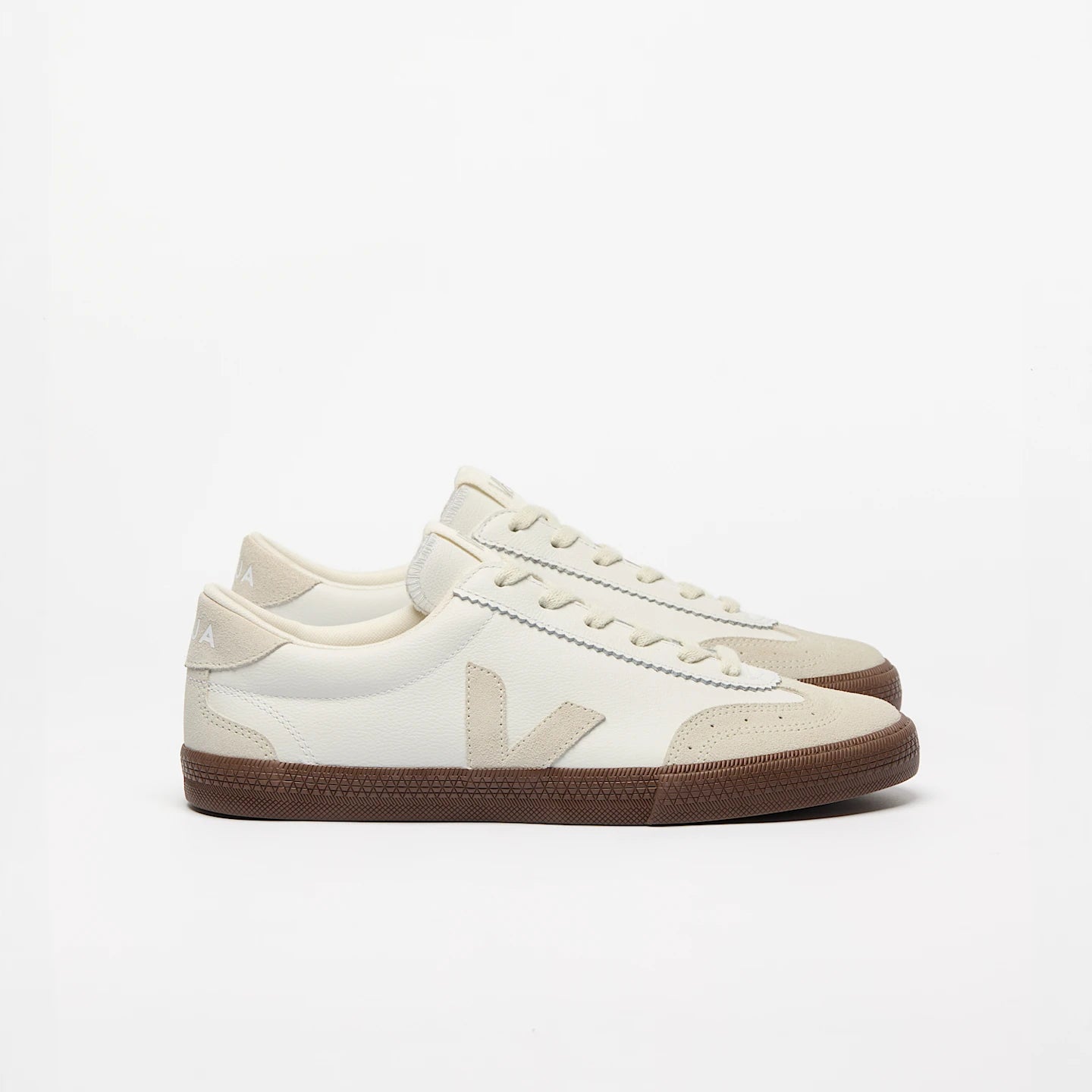 Zapatillas Veja De Mujer Volley Leather White Natural Bark