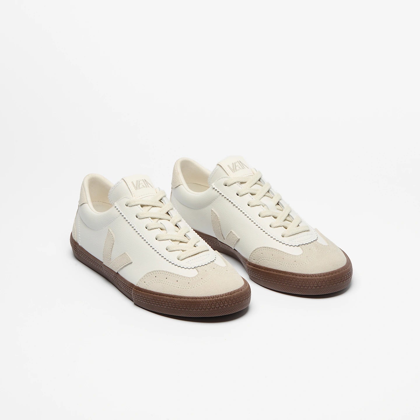 Zapatillas Veja De Mujer Volley Leather White Natural Bark