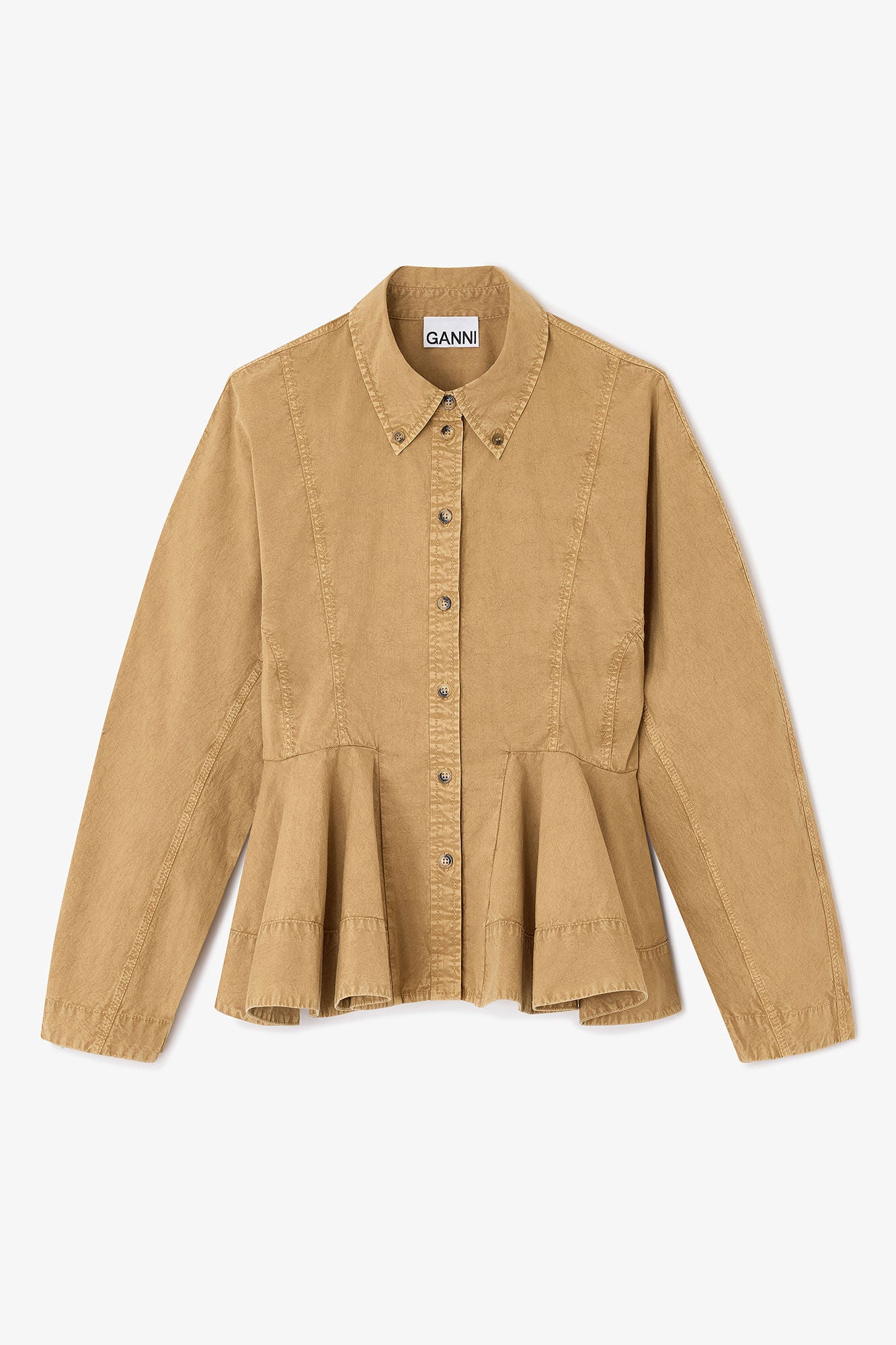 Camisa Peplum Washed Stretch Cotton