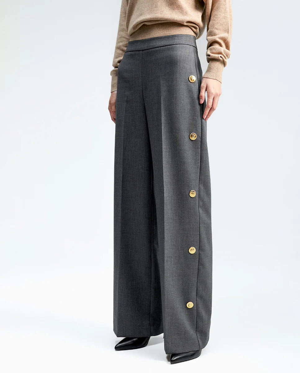 Pantalón Wide-Leg Con Snap-Button Detail