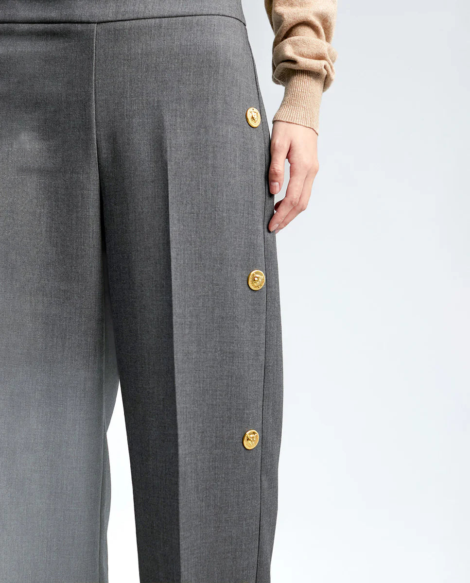 Pantalón Wide-Leg Con Snap-Button Detail