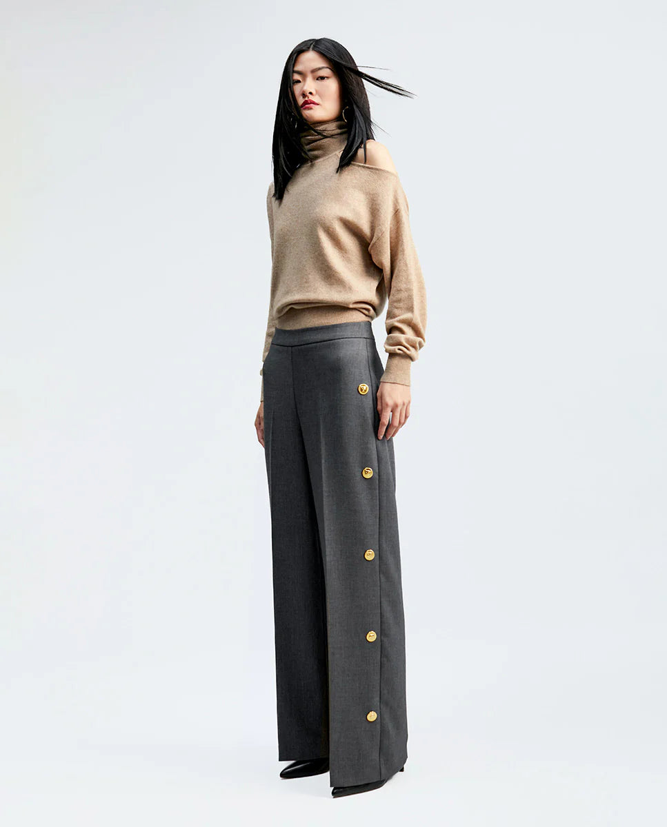 Pantalón Wide-Leg Con Snap-Button Detail