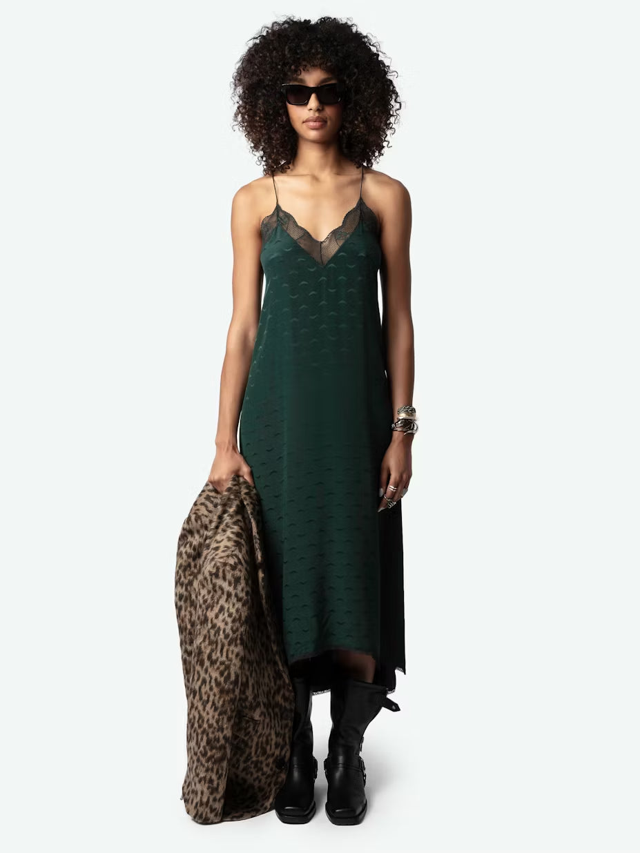 Vestido Risty Wings De Jacquard De Seda