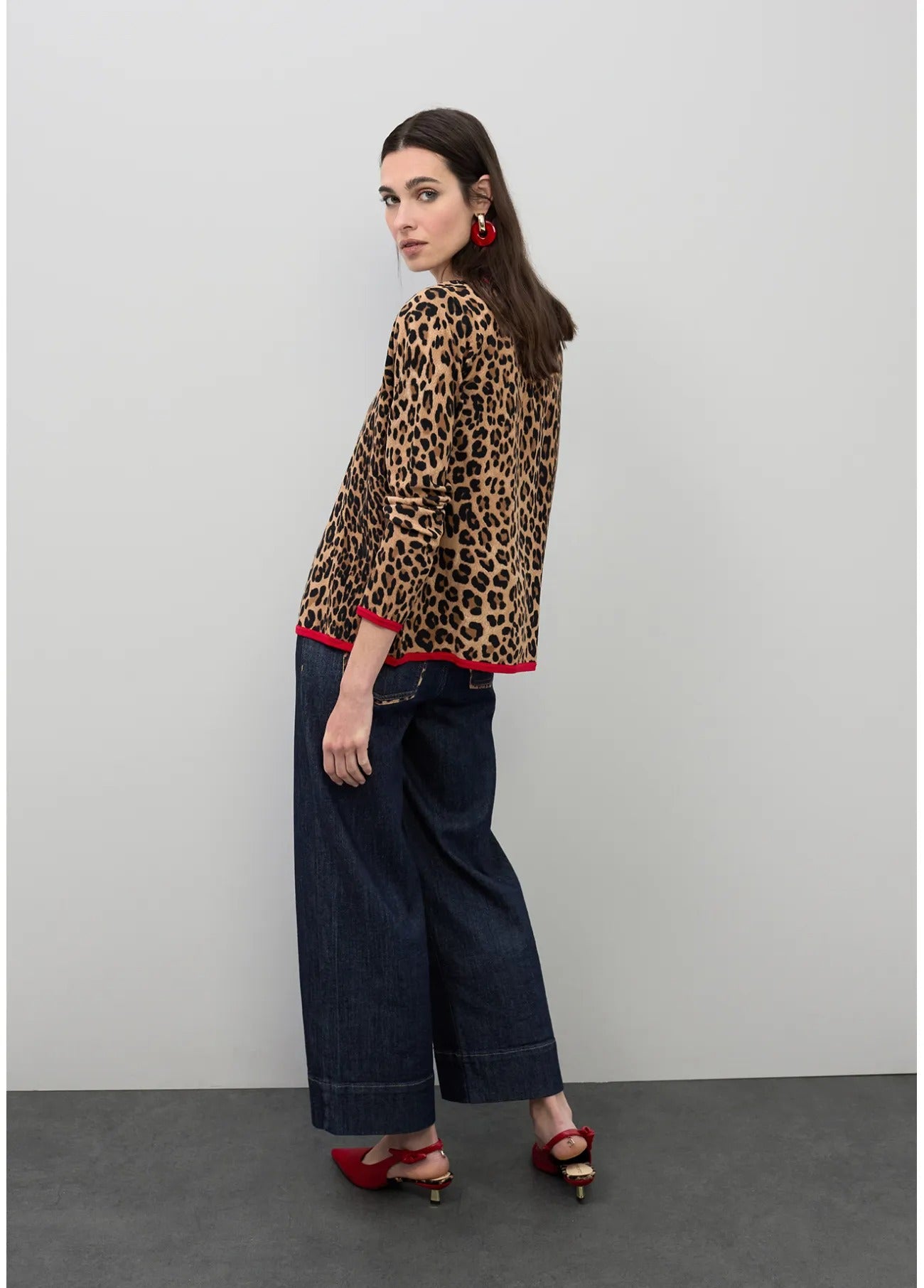 Cardigan con rib a contraste