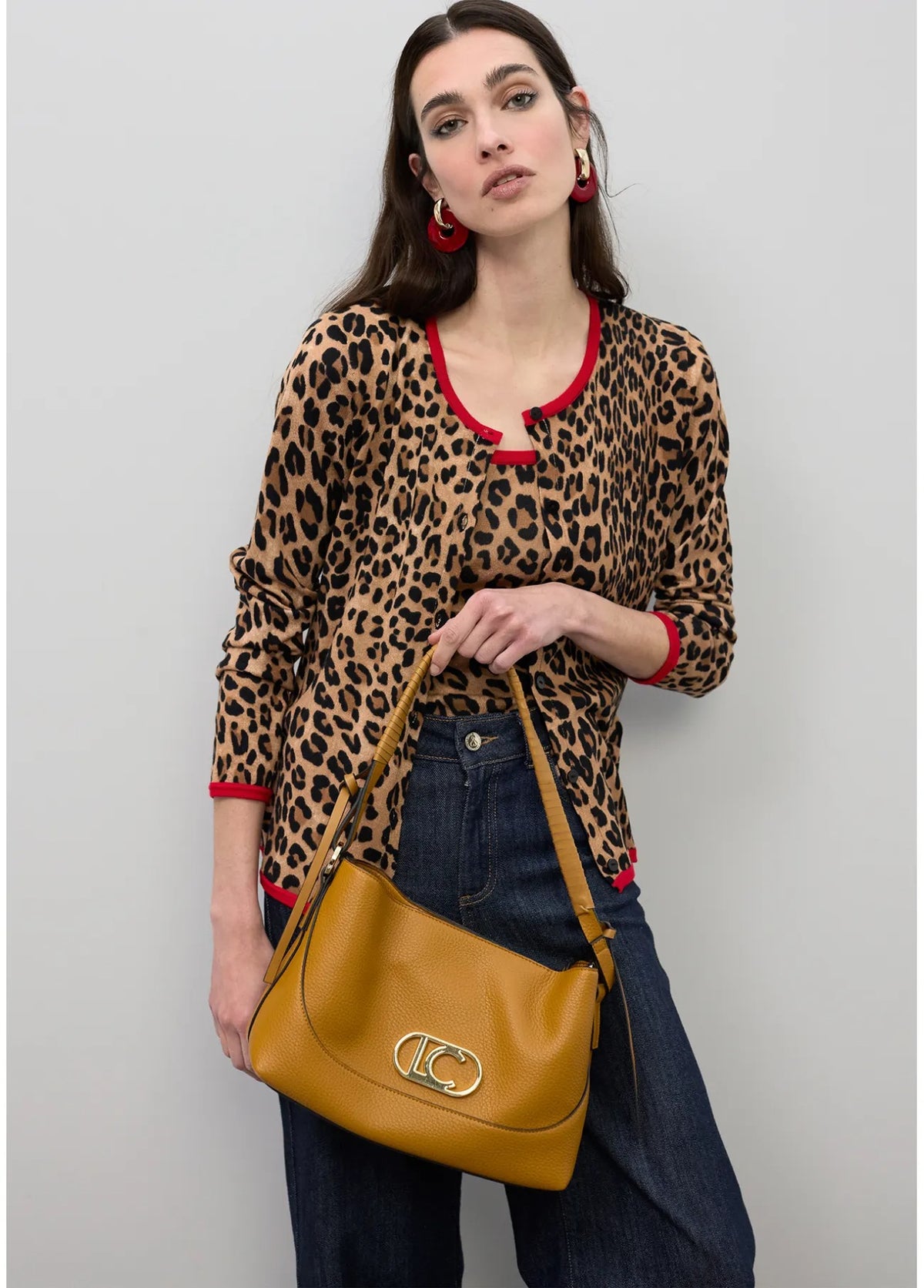 Cardigan con rib a contraste